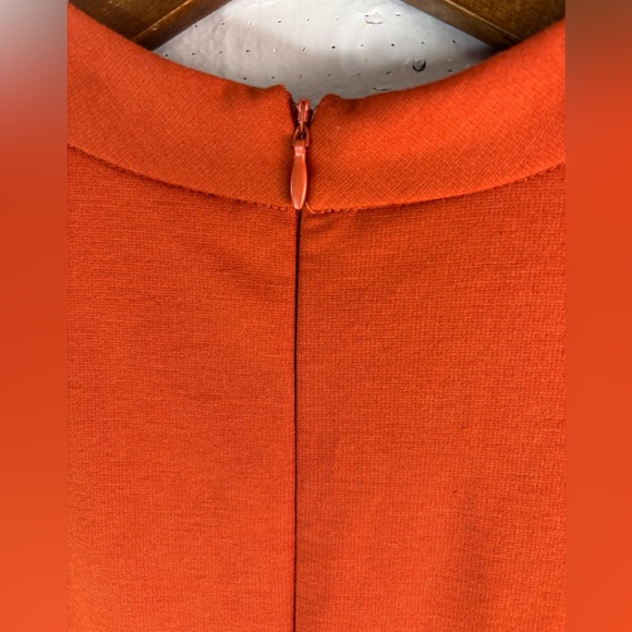 Sharagano 14 Workwesr High Neck Dress with Button Accent NWT in Burnt Orange - Picture 4 of 10
